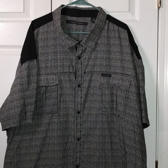 Sean John black white button down short sleeve shirt Sz 6XB extra big - Picture 3 of 6